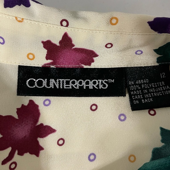 Vintage shirt fall maple leave long sleeve button top blouse size 12 - Picture 11 of 15